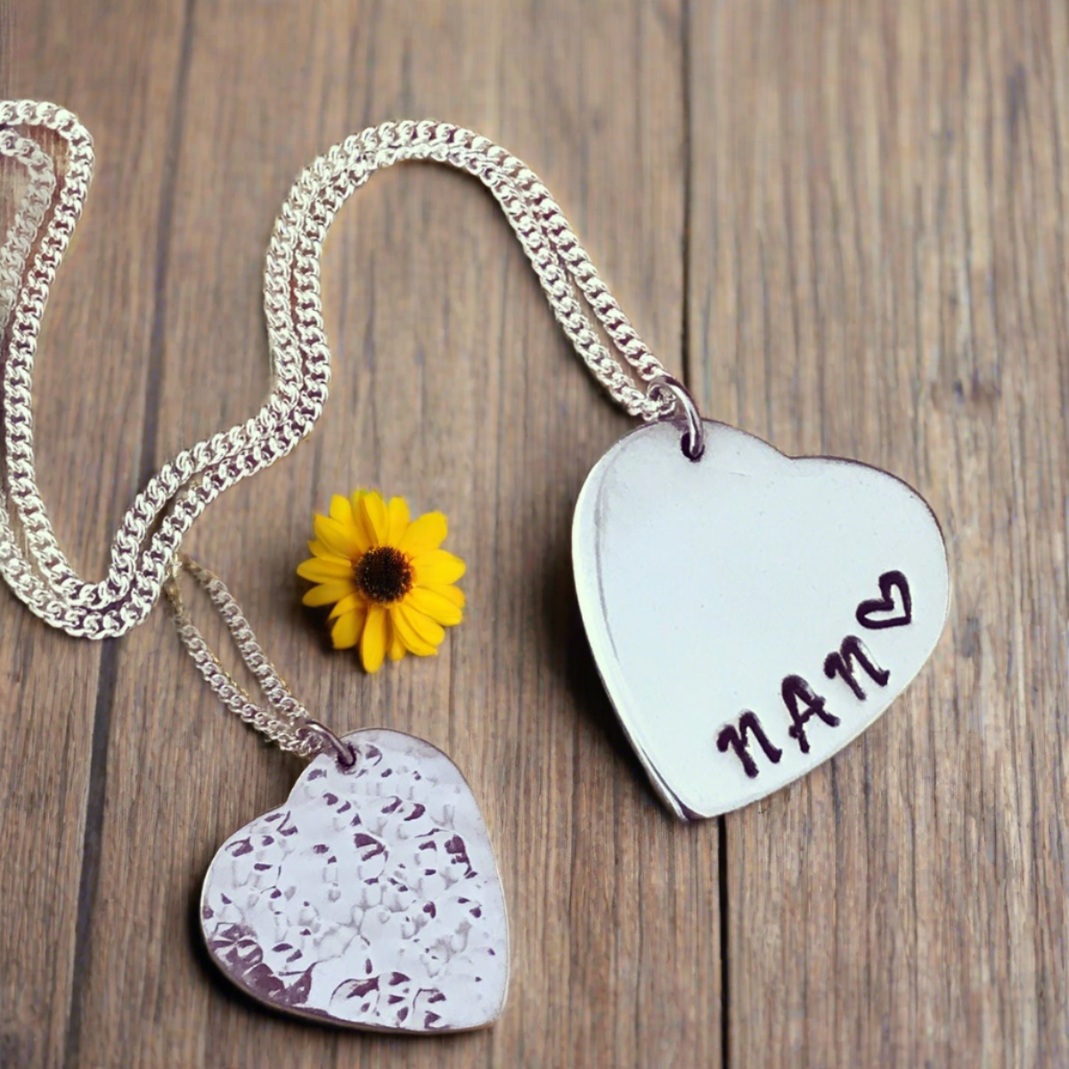 Gift for Nan, Grift for grandmother, heart pendant. beaten heart pendant for nan or grandmother