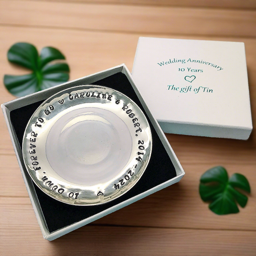 10th Anniversary Gift. Tin Mini Bowl. Tin Gift. 10 Year Anniversary Gift