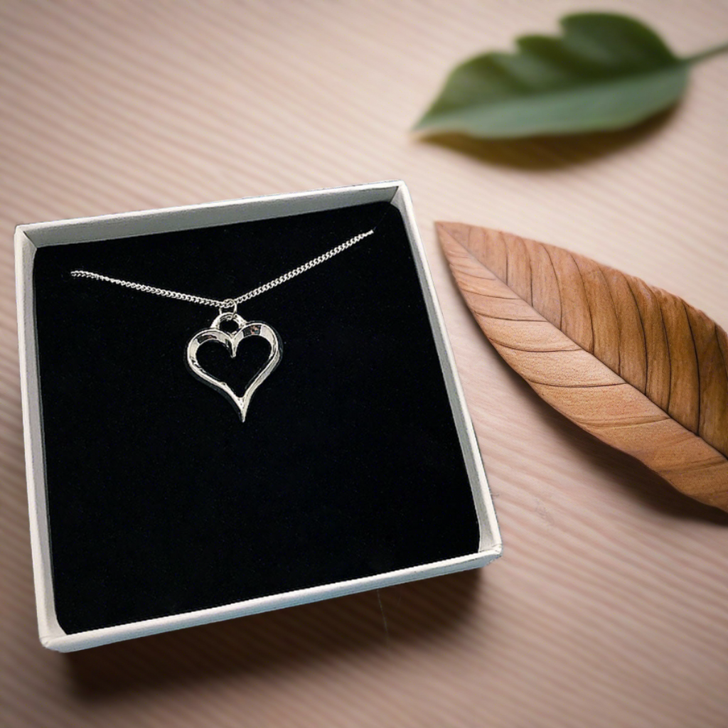 tin necklace. ten tenth 10th anniversary gift for her. tin heart necklace
