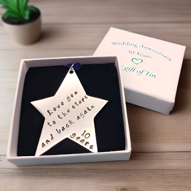 10th Anniversary Gift. 10 tenth anniversary. tin gift. Tin Star