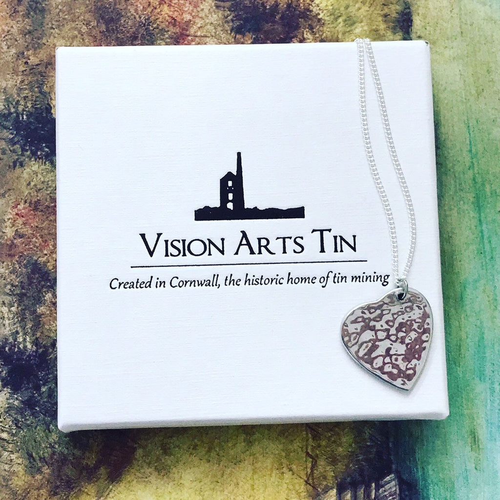 Cornish Jewellery | Tin Jewellery | Beaten Heart Pendant