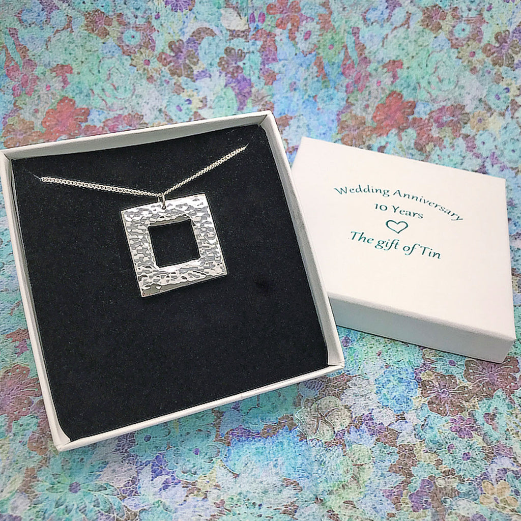 Tin Jewellery. Tin Gift. 10th Anniversary Gift. Tin Necklace