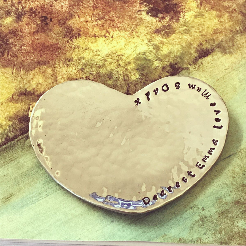 Personalised Gift. Personalised Ring Dish. Beaten Heart. Choice of Text