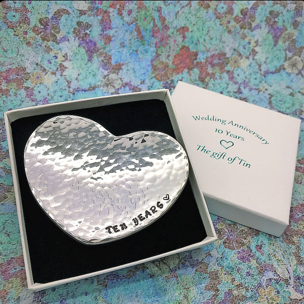 10 year anniversary gift. Tin Gift. Tin Ring Dish. 10 year gift