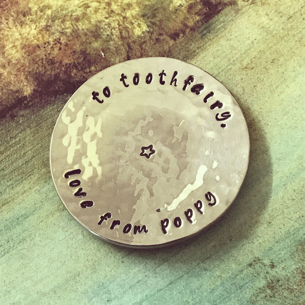 Toothfairy Gift. Personalised Tooth Fairy Gift. Beaten Mini Plate